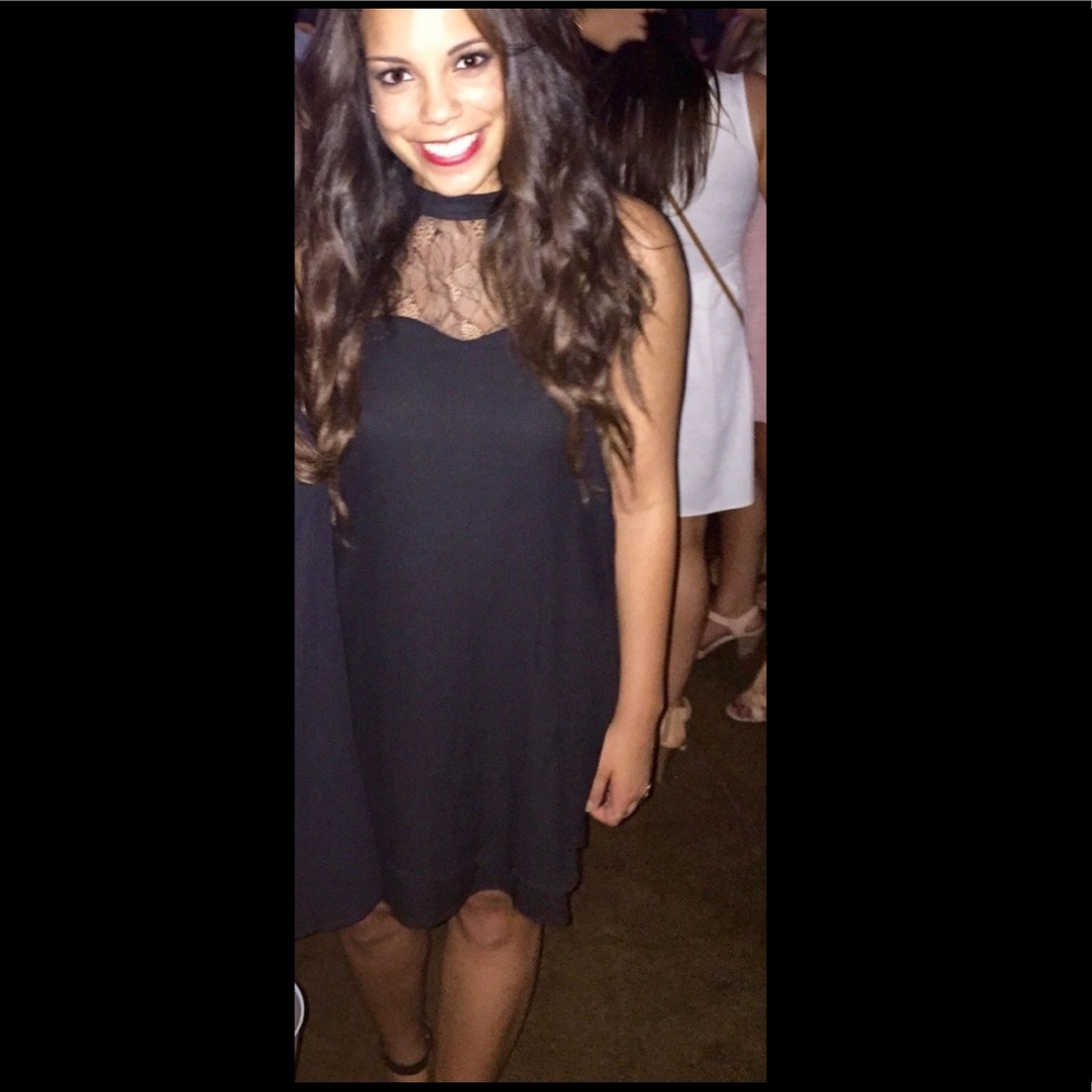 Tobi Black Lace Front Strappy Back Dress